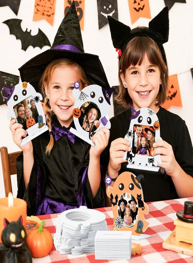 TICIAGA Halloween Ghost Photo Frame Craft - 16 Set Unfinished Halloween Wood Picture Frame Craft Kit with Sticker for Kids Classroom Activities, DIY Trick or Treat Spooky Ghosts Table Decor for Home - Image 4