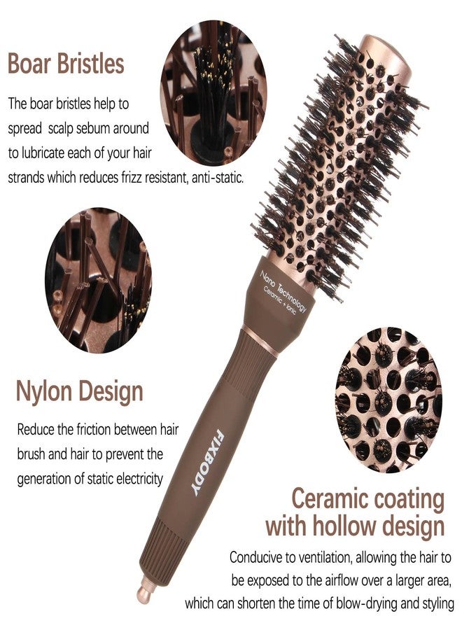 FIXBODY Round Hair Brush with Boar Bristles, Nano Thermal Ceramic, Ionic Tech and Anti-Static, Roller Hairbrush for Blow Drying, Curling, Straightening (2.5 inch, Barrel 1.25 inch) - Image 3