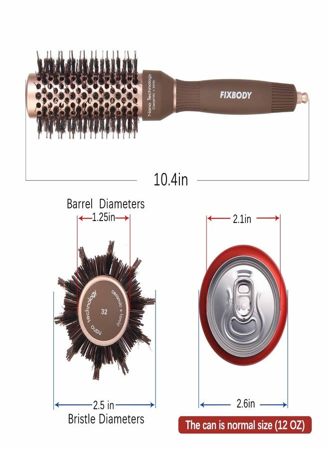 FIXBODY Round Hair Brush with Boar Bristles, Nano Thermal Ceramic, Ionic Tech and Anti-Static, Roller Hairbrush for Blow Drying, Curling, Straightening (2.5 inch, Barrel 1.25 inch) - Image 2