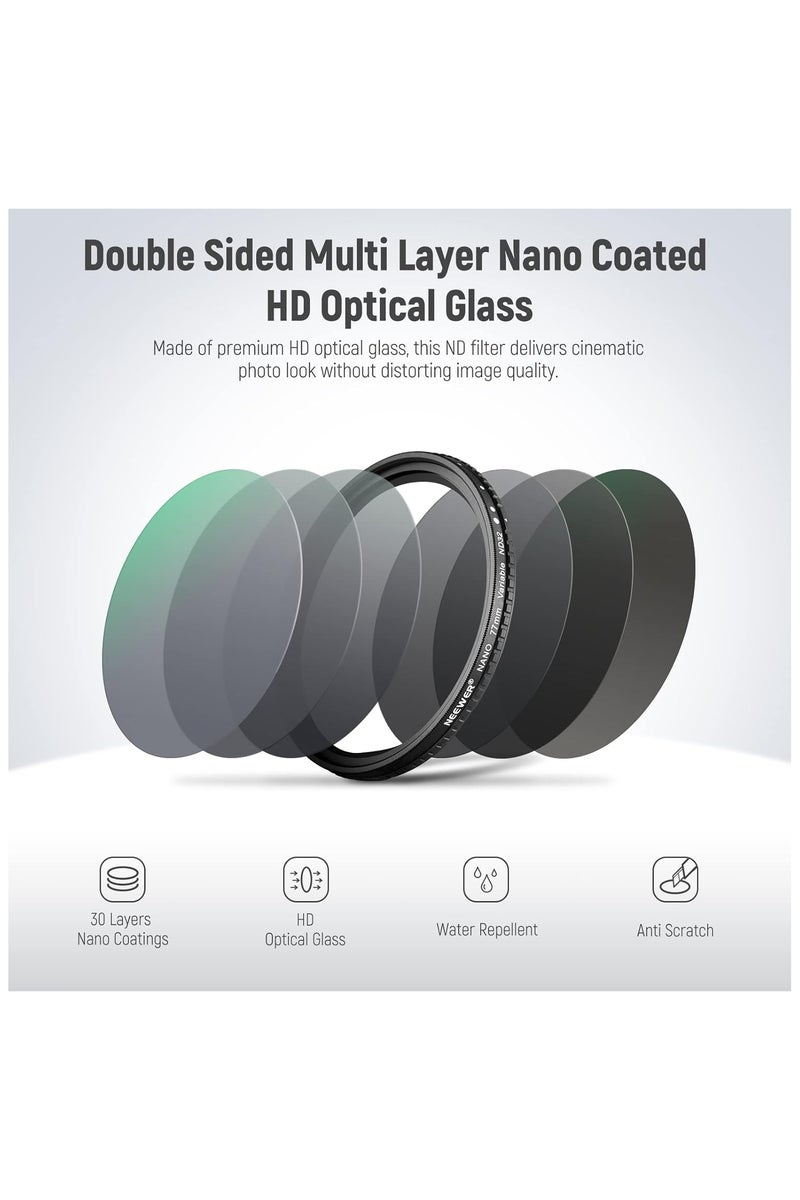 NEEWER 77MM MRC Adjustable HD ND Filter ND2-ND32 & CPL – 2-in-1 Multi-Coated Neutral Density & Circular Polarizer Filter for DSLR Cameras black - Image 4