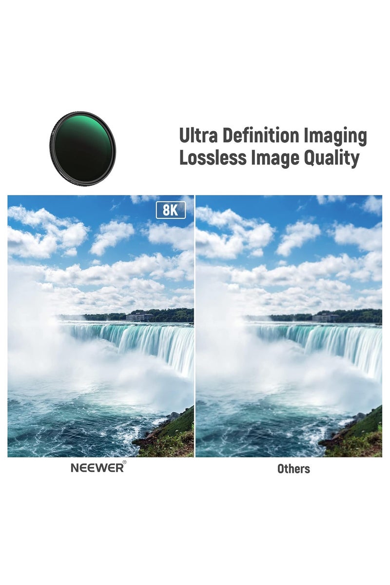 NEEWER 77MM MRC Adjustable HD ND Filter ND2-ND32 & CPL – 2-in-1 Multi-Coated Neutral Density & Circular Polarizer Filter for DSLR Cameras black - Image 5