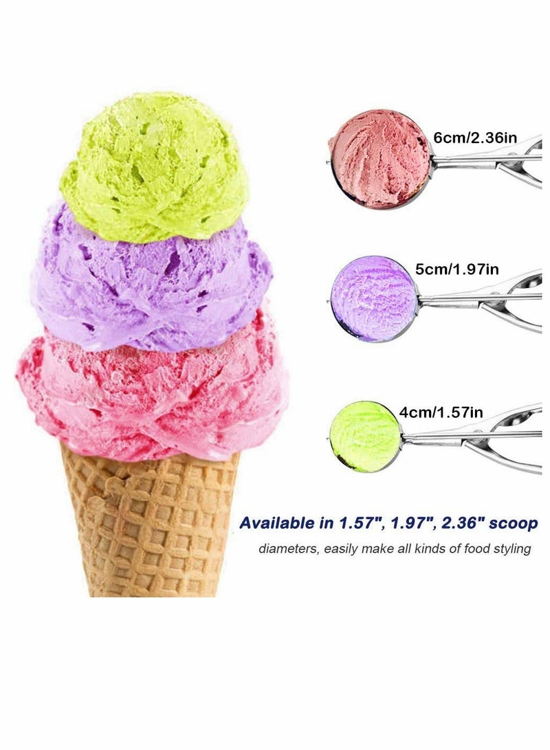 Barakah Ice Cream Scoop Ice Cream Scoop Set 3 Pcs Stainless Steel Ice Cream Scoop Trigger - Image 2