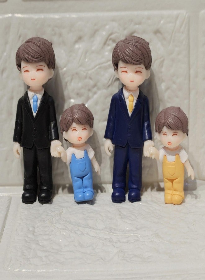 ARUNA DECOR Miniature Cute Father Son Figurine PVC Showpiece for Home Decor Miniature Garden Dollhouse Accessory Fairy Garden Decoration Collectible Gift - Image 1