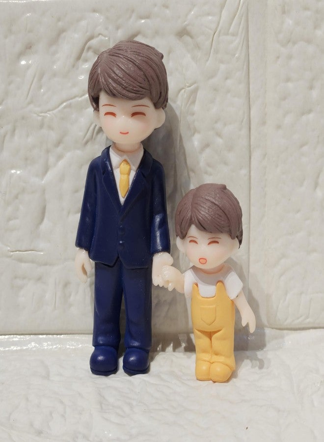ARUNA DECOR Miniature Cute Father Son Figurine PVC Showpiece for Home Decor Miniature Garden Dollhouse Accessory Fairy Garden Decoration Collectible Gift - Image 3