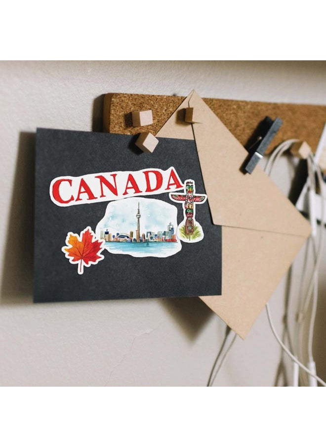Navy Peony - Breathtaking Canada Travel Stickers (29pcs)-Watercolor, Waterproof, Country Vacation Decals for Journals, Water Bottles, Suitcase, Scrapbooking Supplies and Canada Day Crafts - Image 1