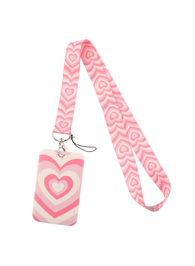 DMLSKY Lanyard With Id Badges Holder Pink Heart Neck Keychain Lanyard For Keys Cards Cute For Teacher Student - Image 1