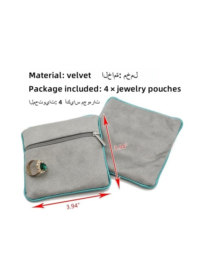 SHABILI 4pcs Microfiber Jewelry Pouches Velvet Jewelry Pouches with Snap Button Portable Storage Bag for Travel Women Jewelry Case Jewelry Organizer Pouch for Rings Bracelets Earrings Necklaces - Image 5