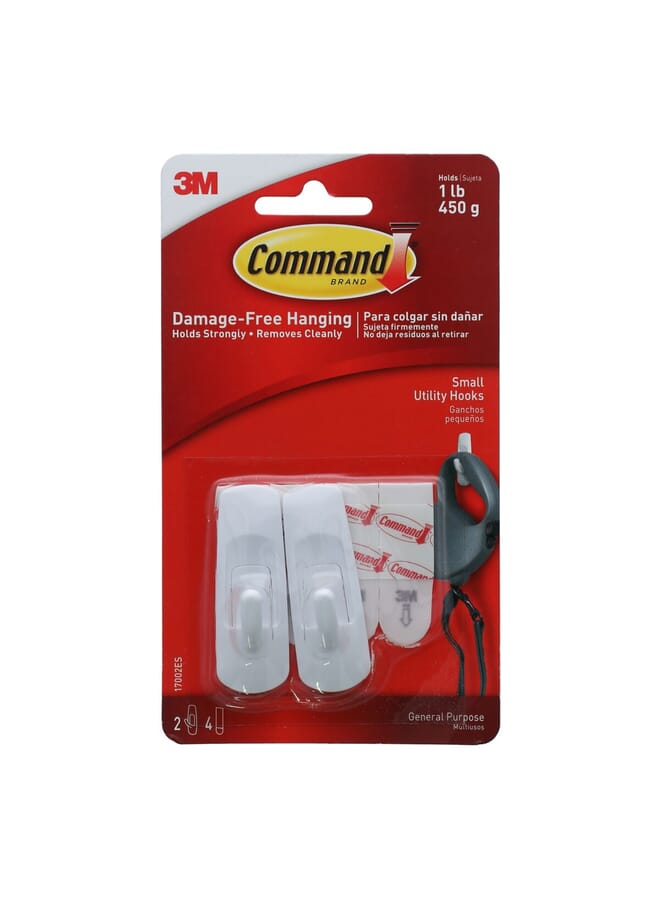 Command 2-Piece Utility Hook White Small - Image 1