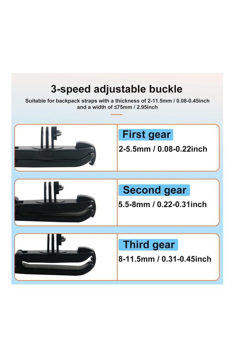 KASTWAVE - Backpack Clip Mount for Insta360 X4, Anti-Slide Backpack Camera Mount Camera Clip for Backpack Strap with 360 Degree Rotating Base for GoPro 12, 11, Insta360 X4, X3, X2, Go 3, DJI Osmo Pocket 3 - Image 1