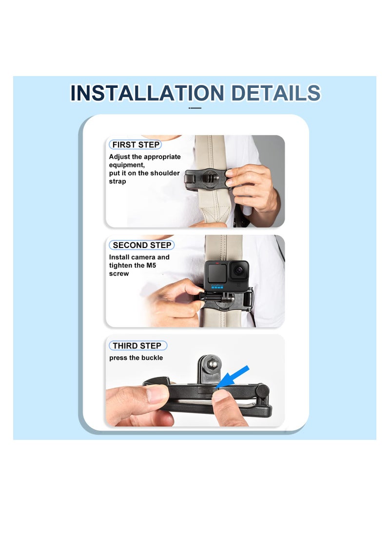 KASTWAVE - Backpack Clip Mount for Insta360 X4, Anti-Slide Backpack Camera Mount Camera Clip for Backpack Strap with 360 Degree Rotating Base for GoPro 12, 11, Insta360 X4, X3, X2, Go 3, DJI Osmo Pocket 3 - Image 1