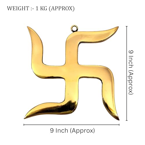 TREE MAISON CORONATING HOMES Brass Swastik (卐) Sathiya Wall Hanging Yantra | 9 Inch | Vastu Door Hanging for Najar Dosh|Weight-1kg Approx | Decorative Home Decor Symbol for Positive Vibes - Image 2
