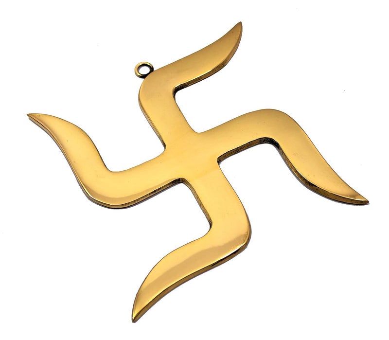 TREE MAISON CORONATING HOMES Brass Swastik (卐) Sathiya Wall Hanging Yantra | 9 Inch | Vastu Door Hanging for Najar Dosh|Weight-1kg Approx | Decorative Home Decor Symbol for Positive Vibes - Image 3