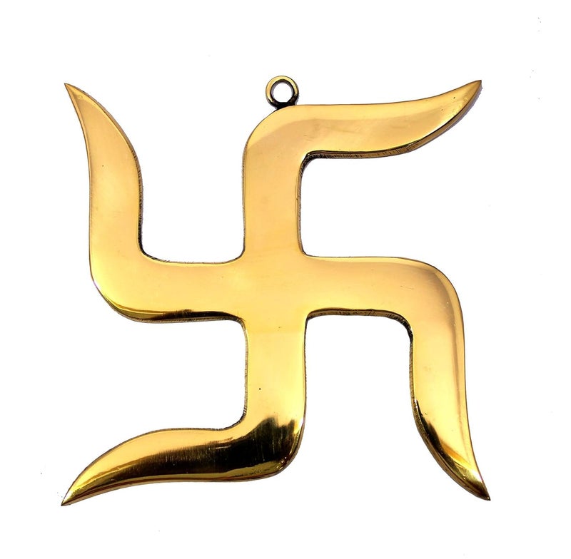 TREE MAISON CORONATING HOMES Brass Swastik (卐) Sathiya Wall Hanging Yantra | 9 Inch | Vastu Door Hanging for Najar Dosh|Weight-1kg Approx | Decorative Home Decor Symbol for Positive Vibes - Image 1