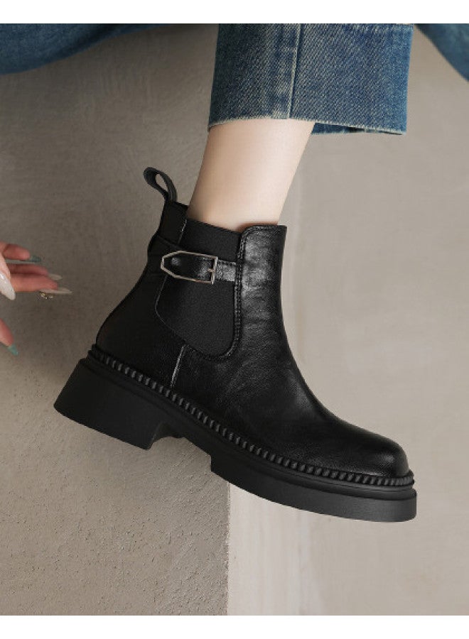امي Ame Belt Buckle Chelsea Boots خريف شتاء ستايل جديد زلة على مرونة الكاحل أحذية عارضة متعددة الاستخدامات Martin Boots - Image 1