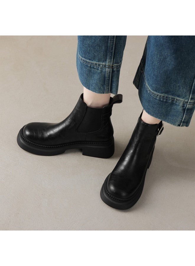 امي Ame Belt Buckle Chelsea Boots خريف شتاء ستايل جديد زلة على مرونة الكاحل أحذية عارضة متعددة الاستخدامات Martin Boots - Image 3