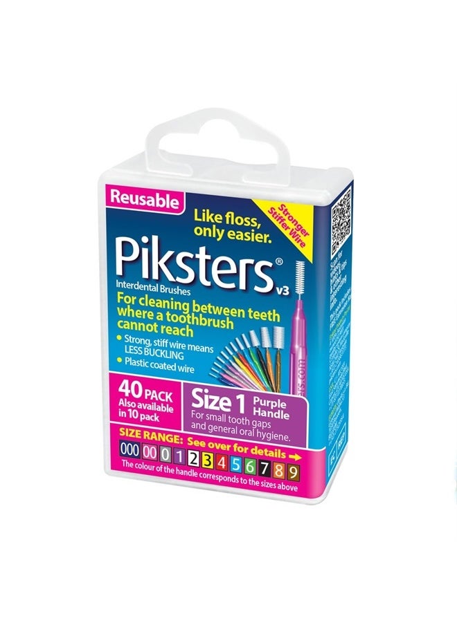 Piksters Interdental Brushes (40 Pack, Size 1 (Purple))  - Image 1