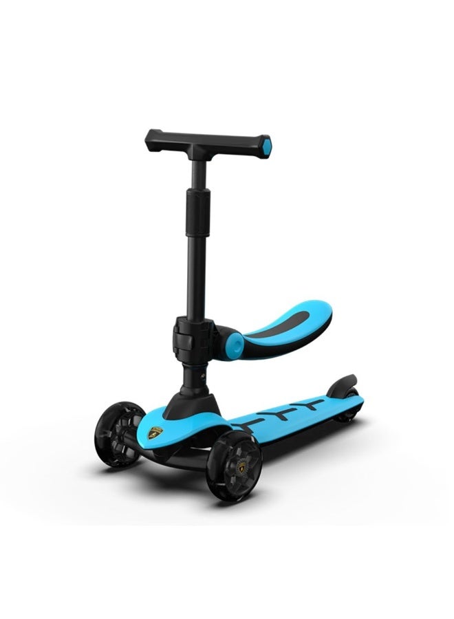 LAMBORGHINI 3-Wheel Foldable Kick Scooter With Seat (Blue) - Image 1