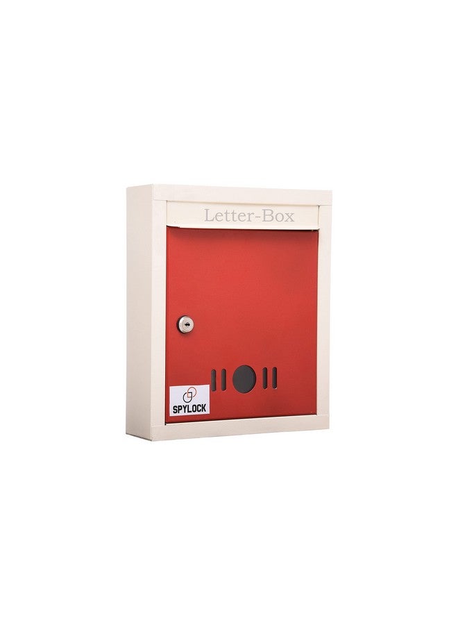 SPYLOCK Metal Mail Box Letter Box for Home and Gate Office Wall Mount Box Red & ivery Size (11 * 9 * 3 inch) - Image 1