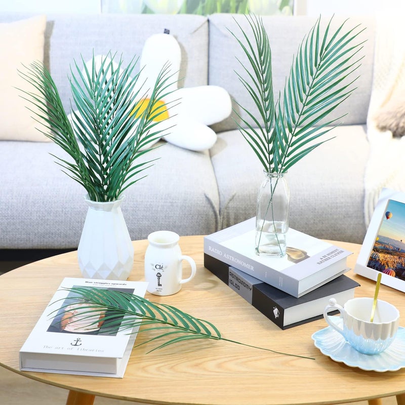 CCINEE Occasional & permanent usable 16 PCS Artificial Palm Leaves, Faux Large Palm Fronds Fake Tropical Plant Simulation Safari Leaves with Stems for Home Hawaiian Luau Party Jungle Beach Theme Party Decoration Balanced weight - Image 4