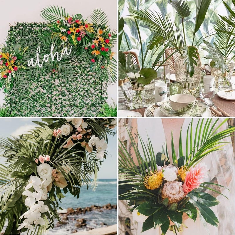 CCINEE Occasional & permanent usable 16 PCS Artificial Palm Leaves, Faux Large Palm Fronds Fake Tropical Plant Simulation Safari Leaves with Stems for Home Hawaiian Luau Party Jungle Beach Theme Party Decoration Balanced weight - Image 5