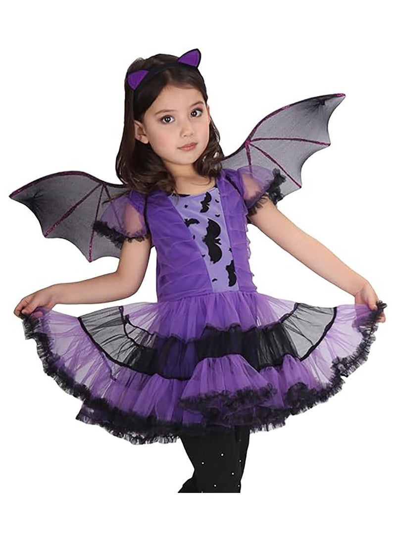 Jorunb Children's bat costume, Halloween costume bat girl, Halloween costume with wings and headband, Halloween costume for girls and children, costume for Halloween Cosplay - Image 1