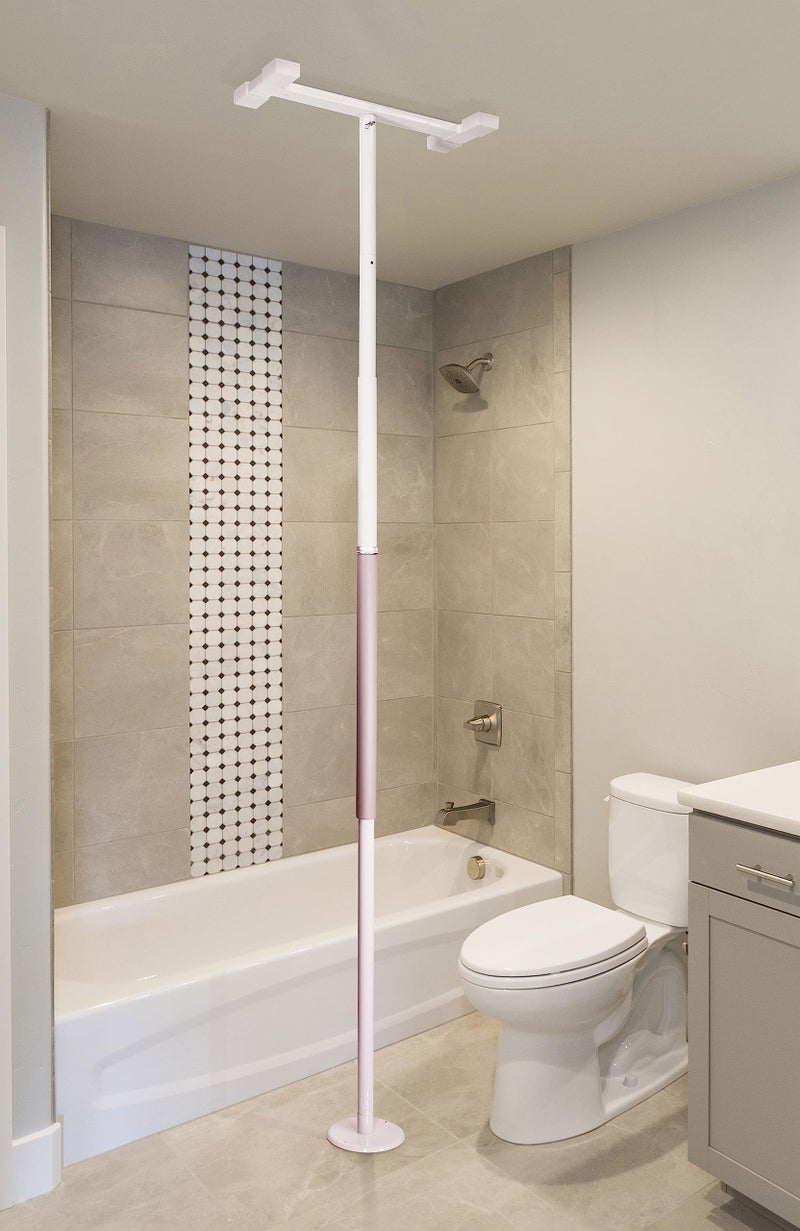 Stander Stander Wonder Pole Slim Tension Mounted SecurityPole Elderly Floor to Ceiling TransferPole for Seniors Bathroom Grab Bar Stability Rail with Padded Handle White
