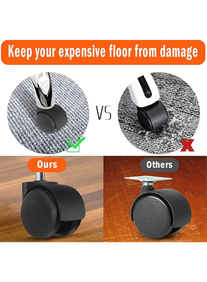 erorex Office Chair Wheels 2 Inch Chair Caster Wheel Set Of 5 Heavy Duty Chair Wheel Replacement Supports 1000 Lbs No Noise Suitable For Hardwood Floors And Carpets - Image 3