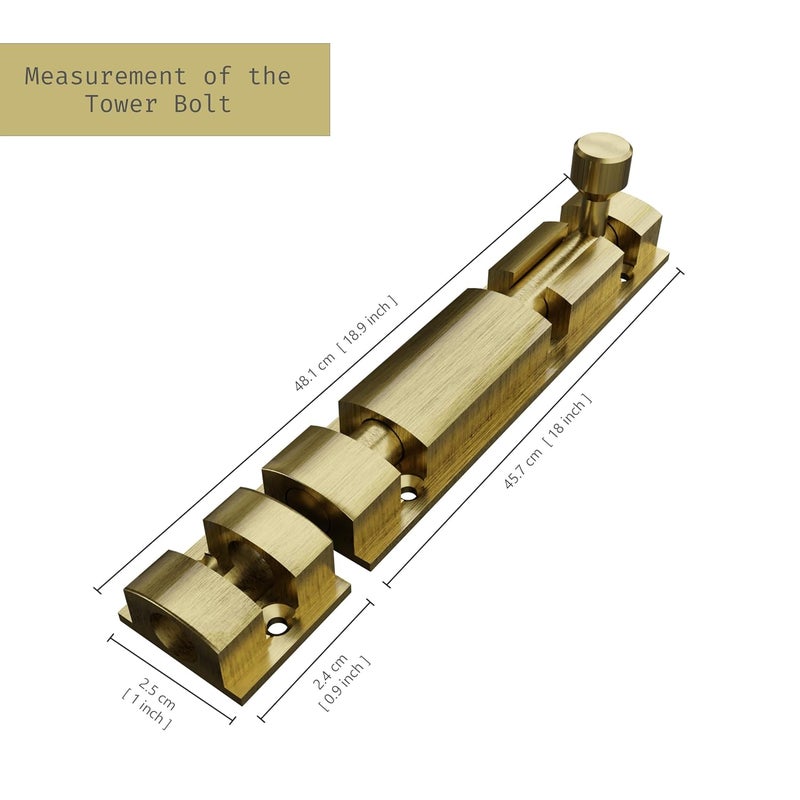 Atlantic Saylo Aluminium Tower Bolt 18 inchTower Bolt for Main Door and Bathroom Door Latch for Bedroom Tower Bolt for HomeOffices DoorsWindows Antique Finish Pack of 2 Pcs - Image 4