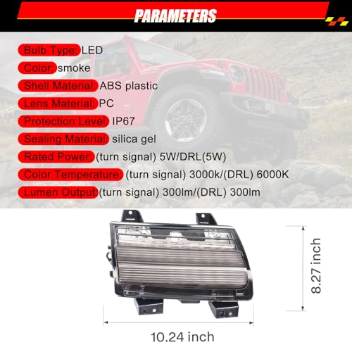 KAKABAS LED Fender Light Sequential Turn Signal Light Lamp Compatible With Jeep Wrangler JL 20182023 Front Wheel Eyebrow Light Not Fit Sport Model - Image 3