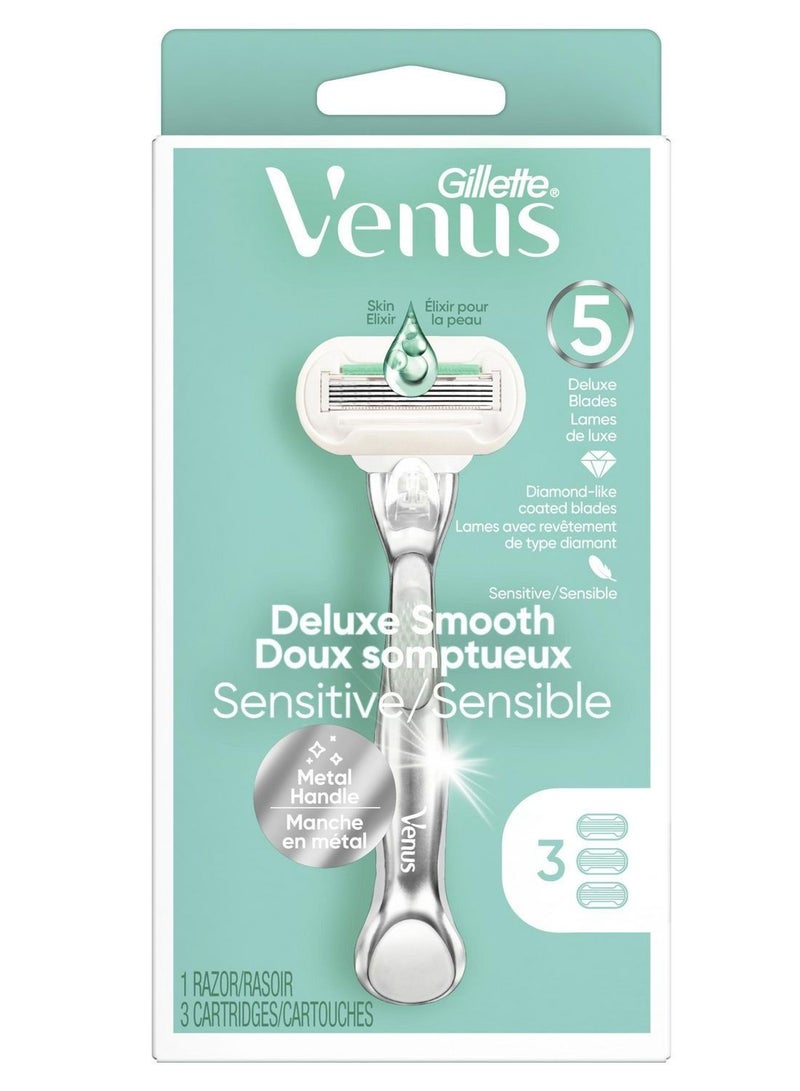 فينوس ديلوكس مقبض حلاقة نسائي ناعم حساس و3 شفرات - Image 1