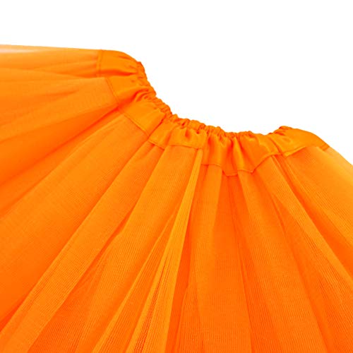 BGFKS 5 Layered Tulle Tutu Skirt for Girls with Hairbow, Ballet Dressing Up Kid Tutu Skirt (Orange, 2-8 Years Old) - Image 4
