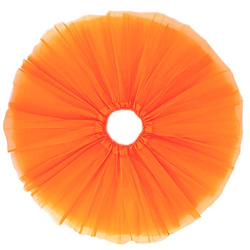 BGFKS 5 Layered Tulle Tutu Skirt for Girls with Hairbow, Ballet Dressing Up Kid Tutu Skirt (Orange, 2-8 Years Old) - Image 2