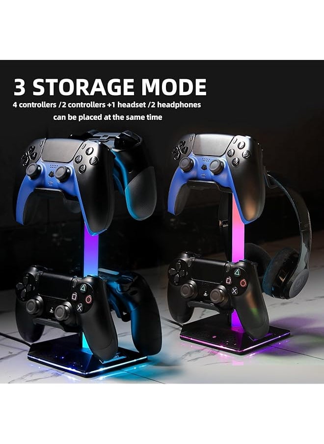 TRASSLE Rgb Gaming Controller Stand Controller Stand With 10 Light Mode Headphone Stand With 2 Usb Charging And 1 Type C Suitable For All Earphone Accessories  - Image 5