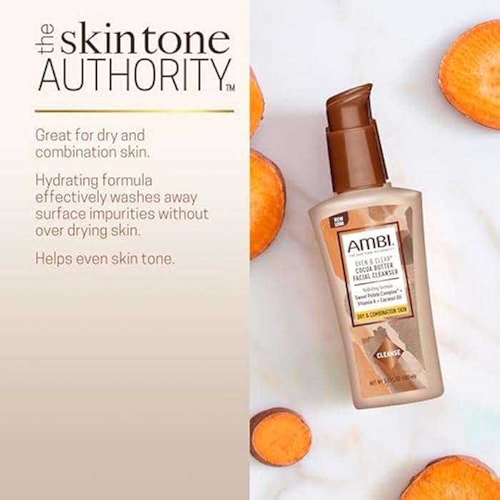 Ambi Even & Clear Cocoa Butter Facial Cleanser With Nutrient-Rich Sweet Potato Complex | Hydrating Formula | Helps Even Skin Tone | 3.5 Ounce - Image 4