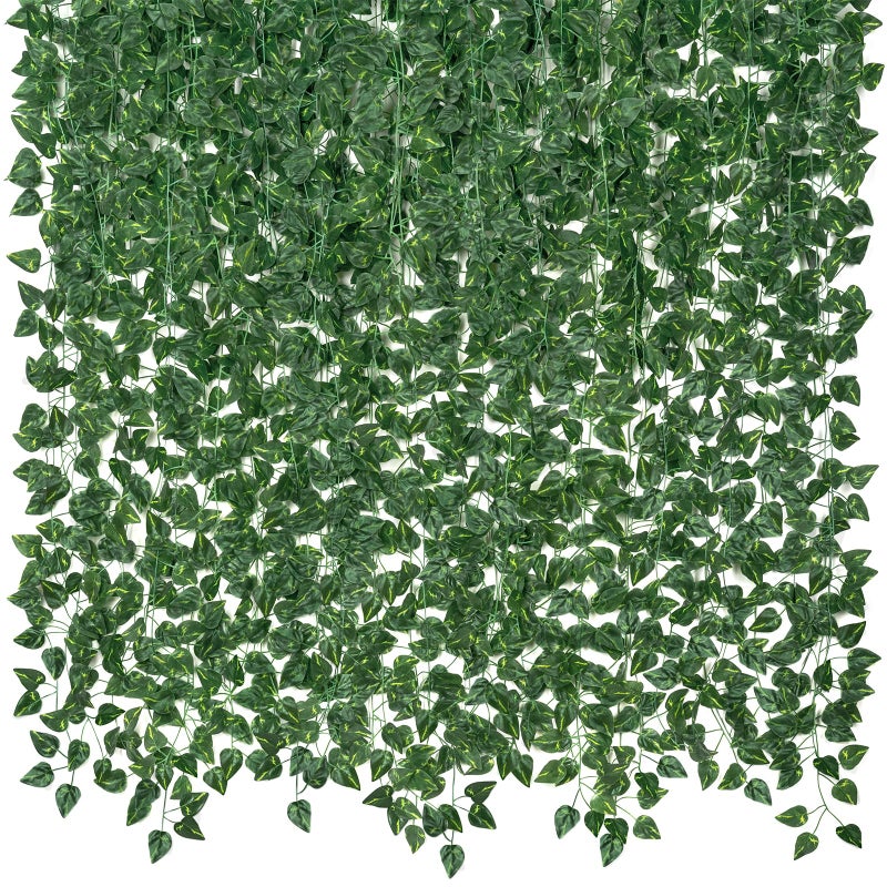 CQURE 20 Pack 140Ft Artificial Ivy Garland, Fake Vines UV Resistant Greenery Leaves Fake Plants Hanging Aesthetic Vines for Home Bedroom Party Garden Wall Room Decor - Image 1