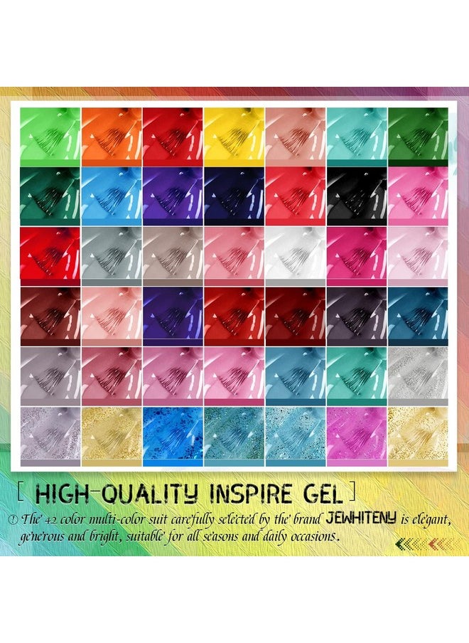 JEWHITENY JEWHITENY 45 PCS Gel Nail Kit with 42 Colors Nail Polish Set Green Blue Red Pink Collection Gifts for Women  - Image 2