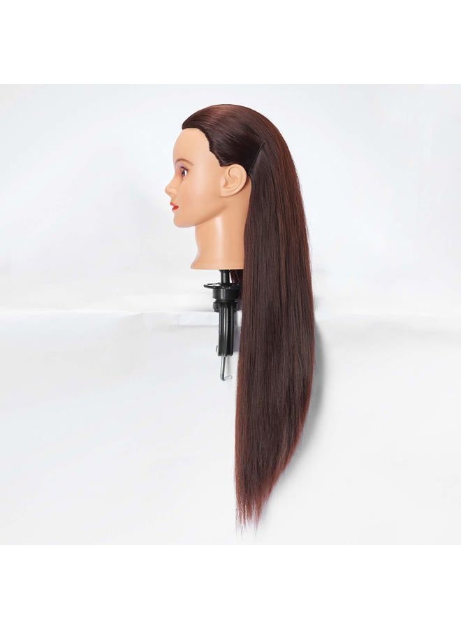 Hairlink 26-28'' Mannequin Head Synthetic Fiber Hair Styling Training Head Dolls for Cosmetology Manikin Maniquins Practice Head with Stand (6611LB0420) - Image 3