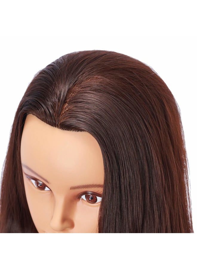 Hairlink 26-28'' Mannequin Head Synthetic Fiber Hair Styling Training Head Dolls for Cosmetology Manikin Maniquins Practice Head with Stand (6611LB0420) - Image 4