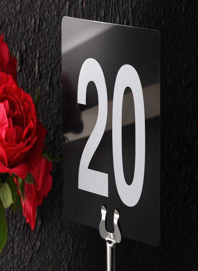 New Star Foodservice 23084 1-100 Double Side Plastic Table Numbers, 4" x 4" Inch, Light Grey on Black - Image 5