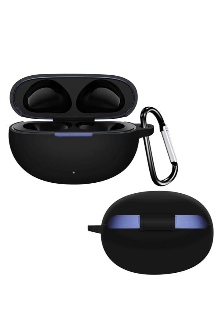 Compatible for Realme Buds t110, Case Cover Silicone, Soft Shockproof Protective Cover with Metal Keychain [Earbuds Not Included] (Black)