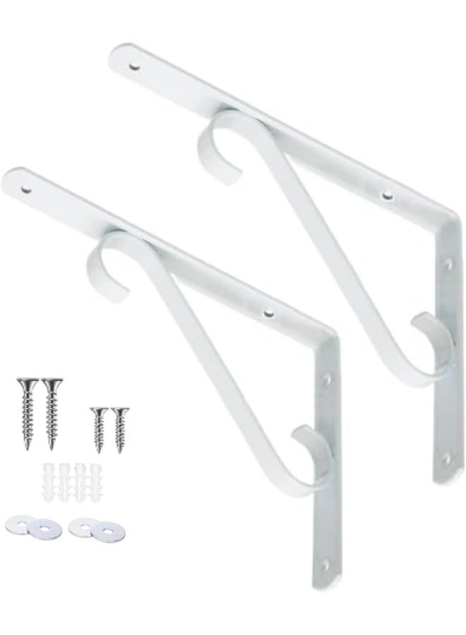 Biella 2Pcs Decorative Wall Mounted Scaffold Board Shelf Brackets,Right Angle L-Shape Shelf Support Brackets For Living Room Bedroom Office (20.70X11.50)  - Image 1