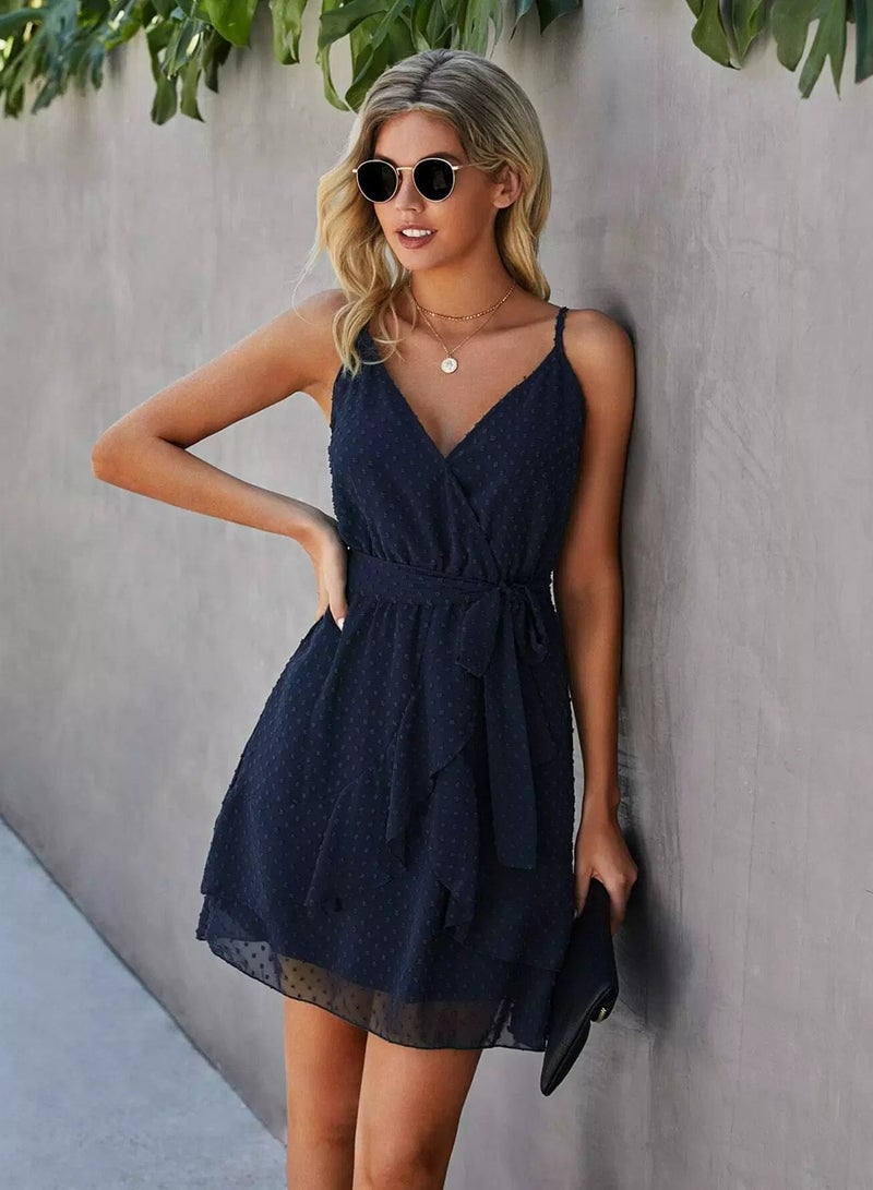 Swiss Dot Self Tie Cami Dress  - Image 4
