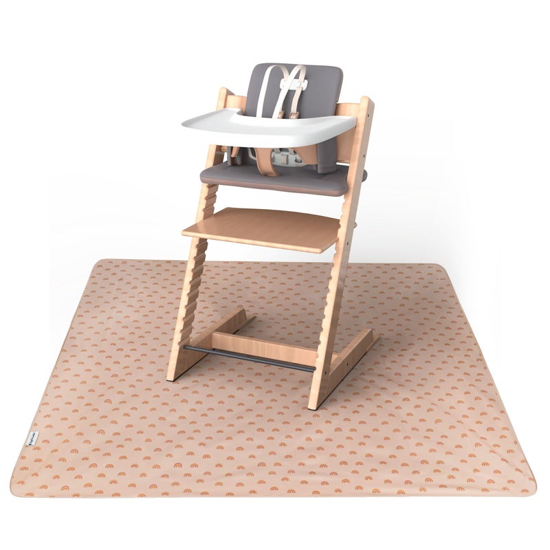 Tiny Twinkle Mess-Proof Splat Mats For Under High Chairs Or Table Cover Art Projects For Baby And Toddler - Waterproof, Washable Floor Or Table Splash Mat 51"" X 51"" (Boho Rainbow) - Image 1