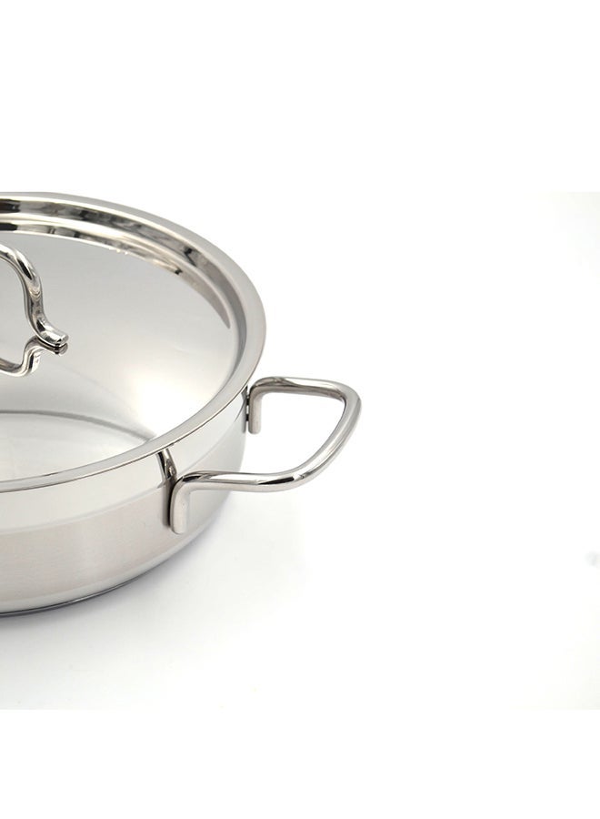 Alfa Low Casserole with Lid 28x9 cm / 5.5L |  Stainless Steel Tri-Ply Sandwich Base | Induction Compatible Stock Pot | Silver - KA1027 Silver Silver 28x9cm - Image 4
