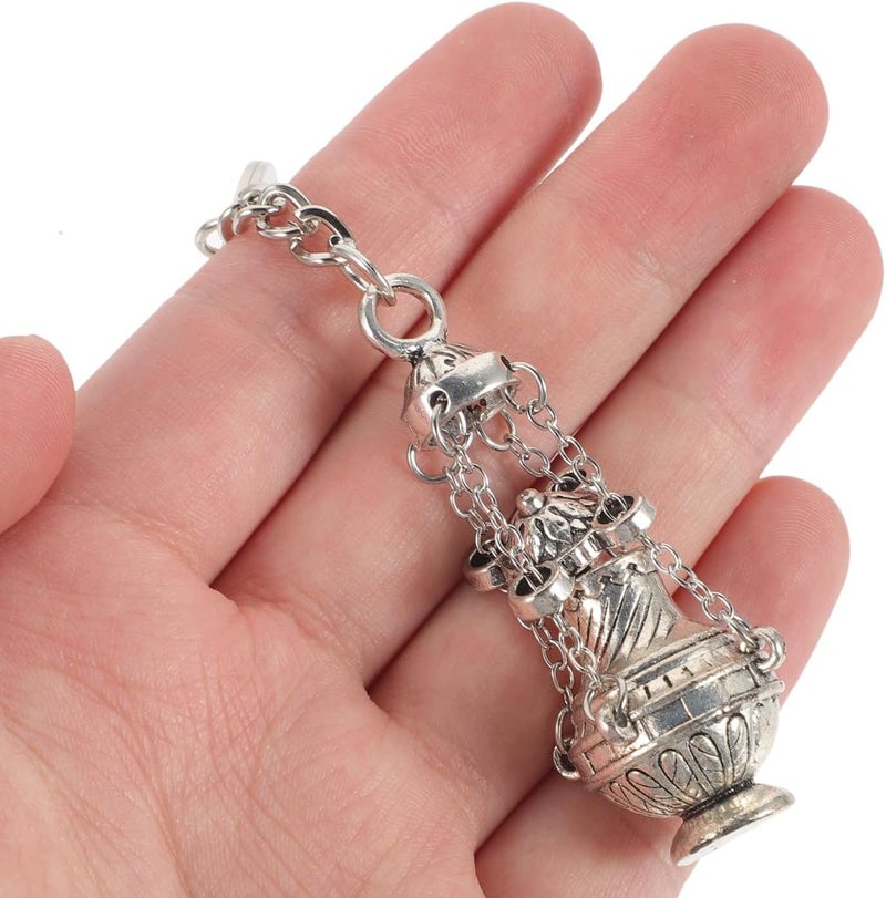 5 Pieces Incense Burner Keychain Delicate Hanging for Keys and Bags Elegant Keychain Accessories for Daily Use and Gifts/Silver - Image 5