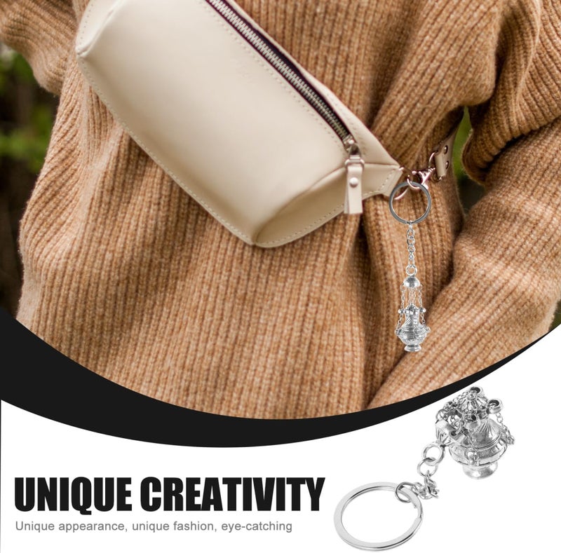 5 Pieces Incense Burner Keychain Delicate Hanging for Keys and Bags Elegant Keychain Accessories for Daily Use and Gifts/Silver - Image 3