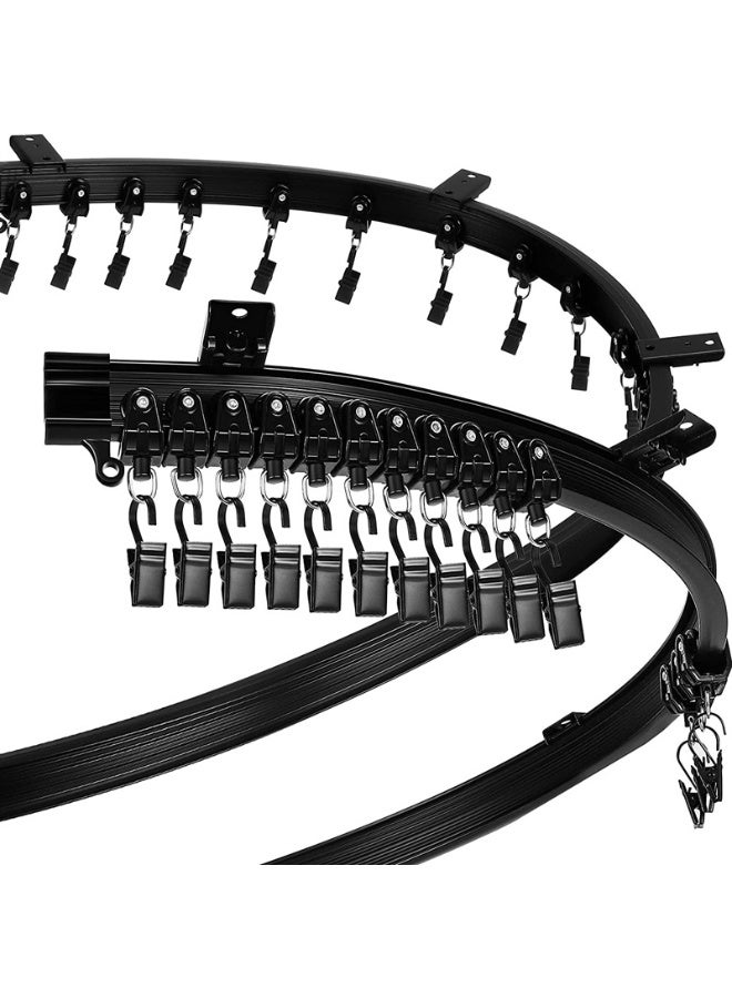 WALALLA Curved Ceiling Curtain Track Bendable Mount for Curtain Rail Bunk Bed Bay Window Room Divider Flexible Straight (Black,5 m/ 16.4 ft) - Image 1