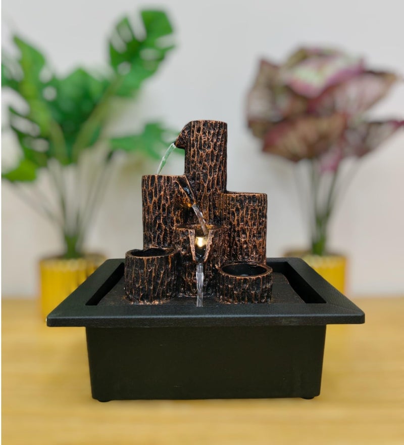 Seven Moon Plastic Tabletop Water Fountain Home Decor Ornaments Living Room Office Waterfall Fountains With 3 Tea Light Candlestick Holder Deep Basin And Natural River Indoor Zen Relaxation 7Mwf04 - Image 1