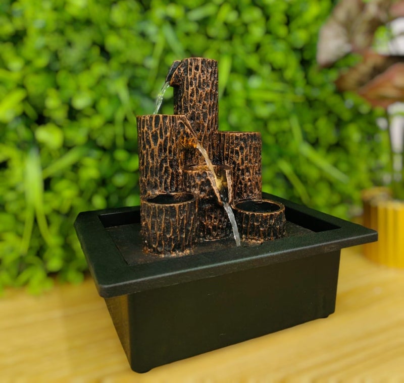 Seven Moon Plastic Tabletop Water Fountain Home Decor Ornaments Living Room Office Waterfall Fountains With 3 Tea Light Candlestick Holder Deep Basin And Natural River Indoor Zen Relaxation 7Mwf04 - Image 2
