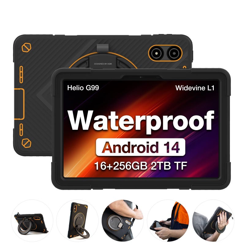 AGM PAD P2 Active Rugged Android 14 Tablet with Case Waterproof  DropProof Widevine L1  GMS Certified 11 90Hz FHD 480 NITS Display MTK G99 8000 mAh 1688  256GBTF 2TB GPS Compass OTG - Image 3